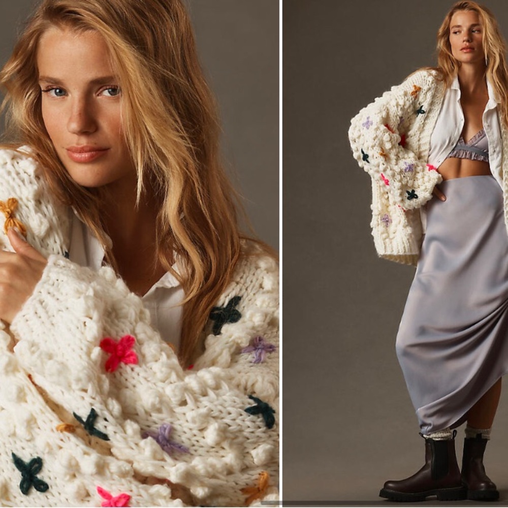 Chunky Knit Cardigan with Colorful Accents (sold out @ retailer)